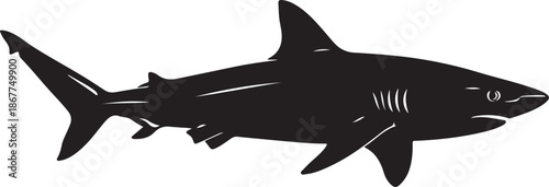 Blue Shark Silhouette on White Background