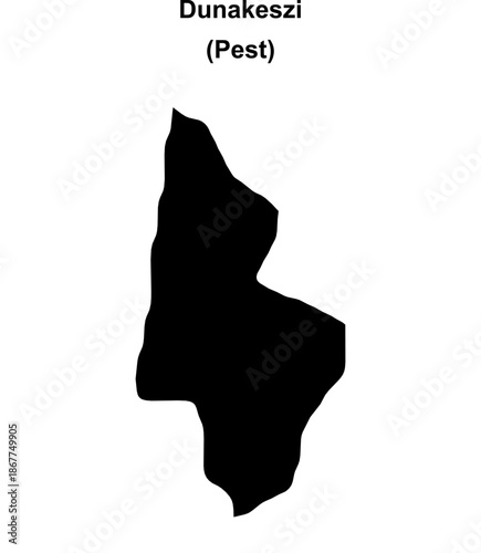 Dunakeszi district blank outline map