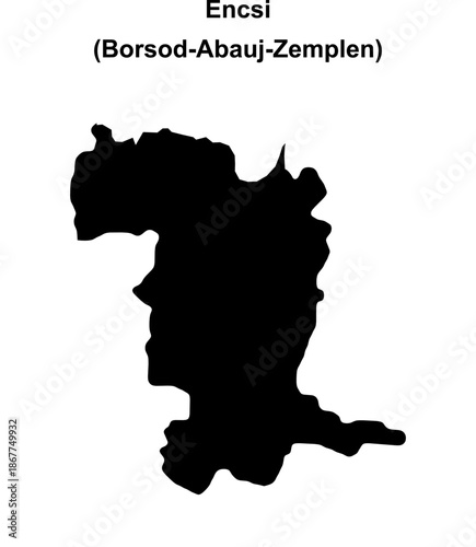 Encsi district blank outline map