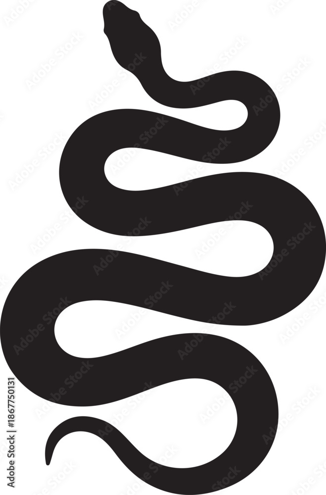 Fototapeta premium Garter Snake Silhouette on White Background