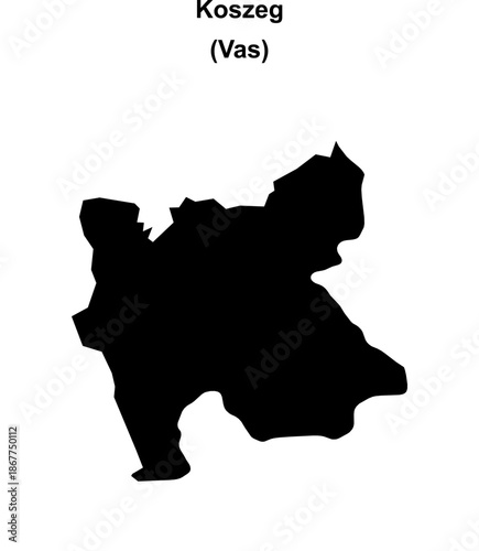 Koszeg district blank outline map