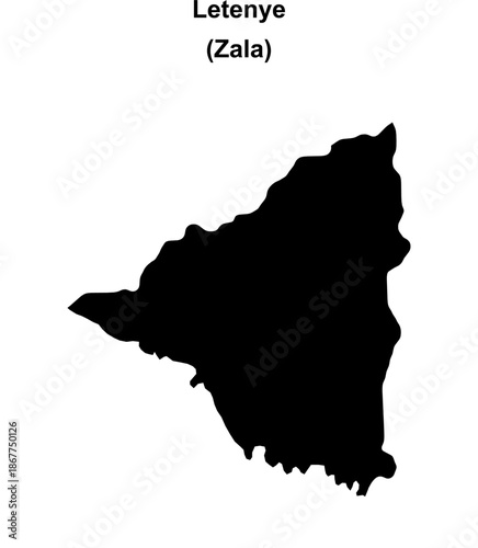 Letenye district blank outline map