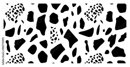 Abstract pattern of organic irregular shapes inspired by animal prints like giraffe or cow hide