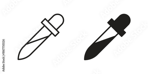 Dropper icons in line art and flat black clipart design style