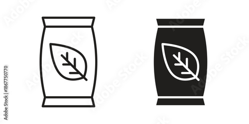 Fertilizer icons in line art and flat black clipart design style