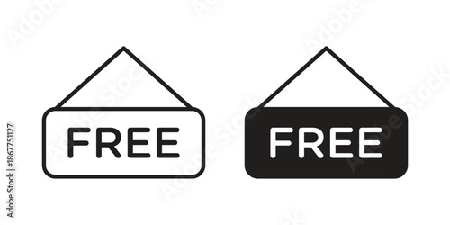 Free tag icons in line art and flat black clipart design style