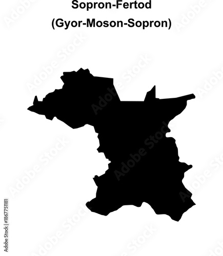 Sopron-Fertod district blank outline map