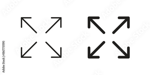 Full size icons in line art and flat black clipart design style