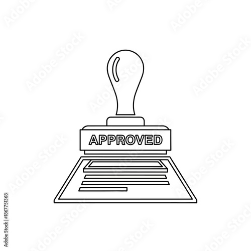 Stamp of Approval with Rubber Stamp and Document Illustration for Verification