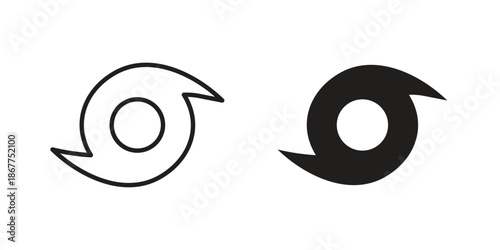 Hurricane icons in line art and flat black clipart design style