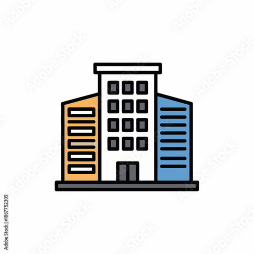 Modern Urban Building Illustration Featuring Multiple Architectural Styles for Commercial Use