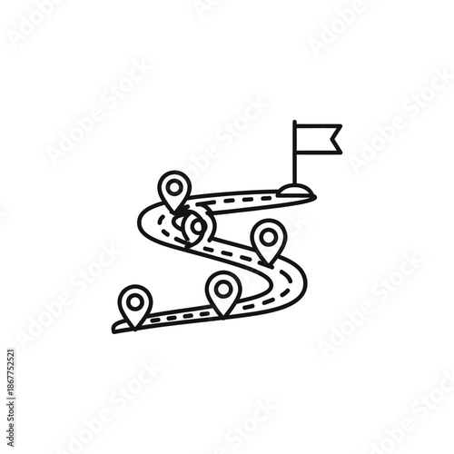 Pathway with Directional Markers Showing a Journey or Navigation Route