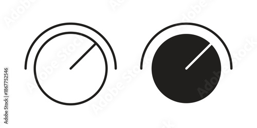 Knob icons in line art and flat black clipart design style