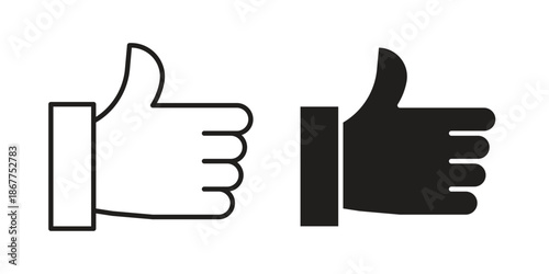 Like icons in line art and flat black clipart design style