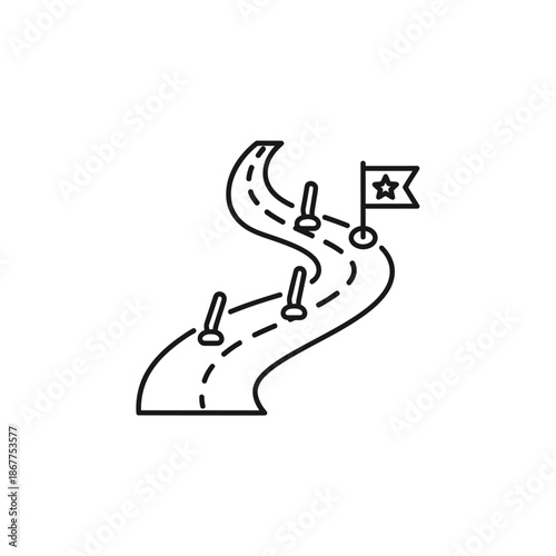 Symbolic Illustration of a Winding Road with Israeli Flag on a Road Sign