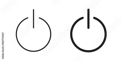 Power button icons in line art and flat black clipart design style