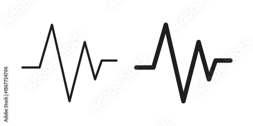 Pulse icons in line art and flat black clipart design style