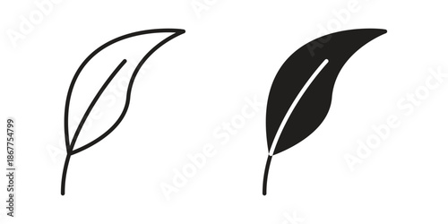 Quill icons in line art and flat black clipart design style