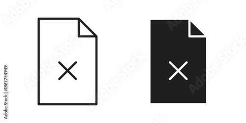 Remove file icons in line art and flat black clipart design style