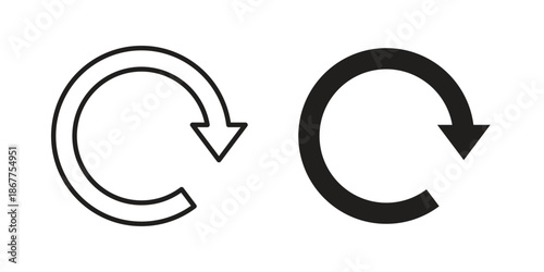 Reset icons in line art and flat black clipart design style