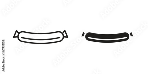 Sausage icons in line art and flat black clipart design style