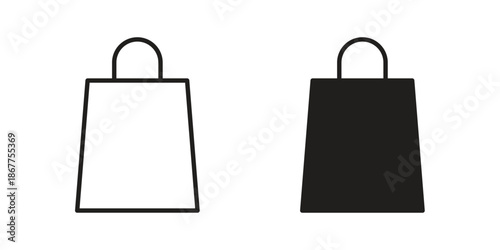 Shopping Bags icons in line art and flat black clipart design style