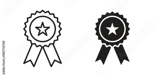Success icons in line art and flat black clipart design style