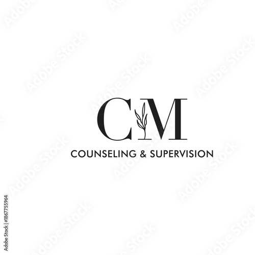 Custom CM / MC Monogram – Feminine Botanical Vector Logo