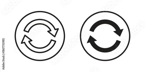 System update icons in line art and flat black clipart design style