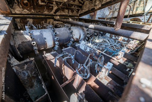 Fotografie Vintage machinery inside an abandoned sugar refinery in Italy