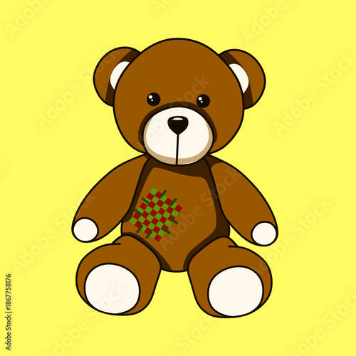 An illustration of a children's teddy bear. Use it as an element for your design.
