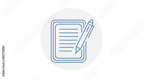 Minimalist Line Art Icon of a Document and Pencil.