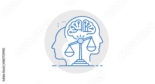 Artificial Intelligence and Ethics Balance Concept Illustration.