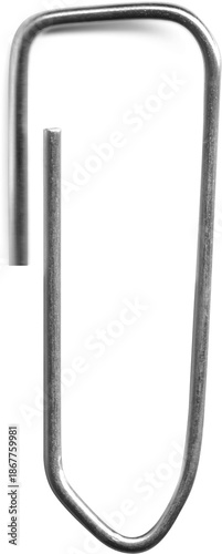 Metal paperclip for paper and stationery use. Office supply clip for notes and sheets, isolated png illustration with transparent background.