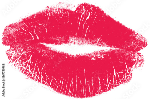 Canvas-taulu Red lip kiss print with makeup stain and pucker form