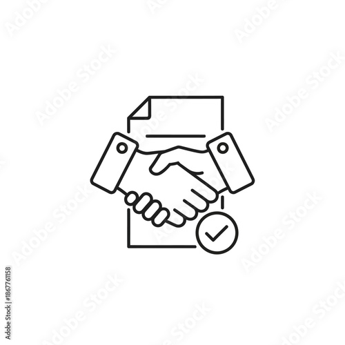 Professional Handshake Agreement with Document and Checkmark for Business Deal