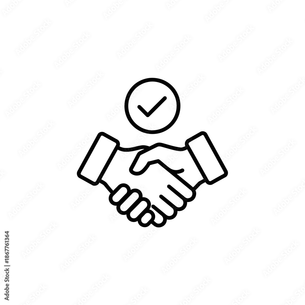 Fototapeta premium Professional Handshake with Checkmark Symbol Signifying Agreement and Partnership