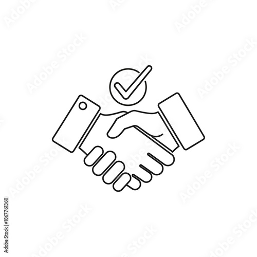Professional Handshake with Checkmark Symbolizing Agreement and Trust