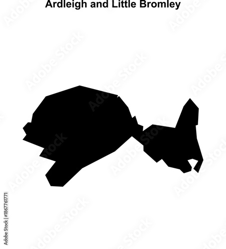 Ardleigh and Little Bromley (England) blank outline map