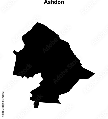 Ashdon (England) blank outline map