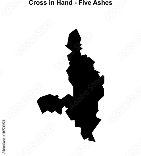 Cross in Hand - Five Ashes (England) blank outline map