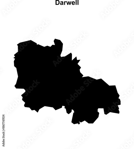 Darwell (England) blank outline map