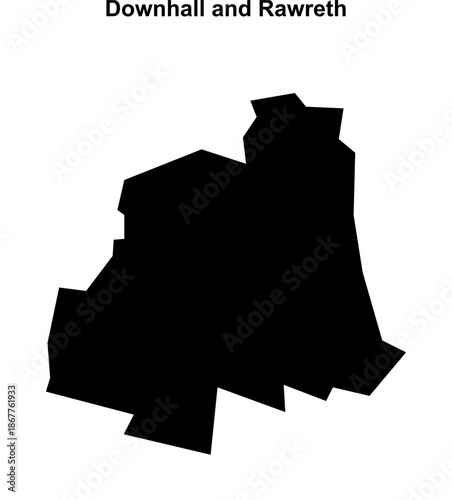 Downhall and Rawreth (England) blank outline map