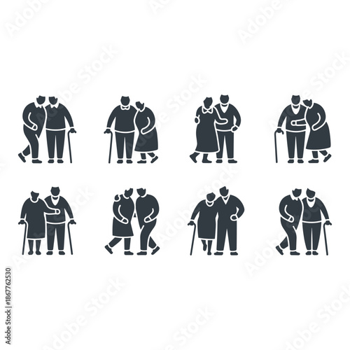 Elderly couples walking together