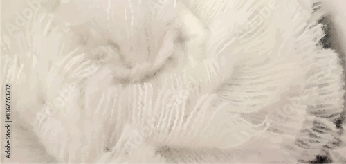 Soft white wool scarf. Warm clothes scarf, sweater. Scarf texture. White woolen cloth.