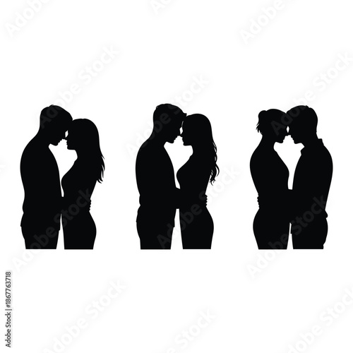Silhouettes of loving couples