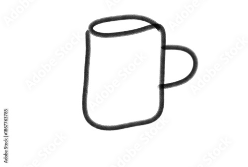 Simple black outline of a coffee mug on white background