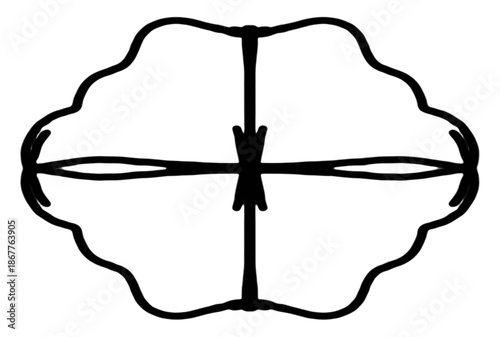 Simple black line art design with symmetry and curves