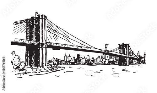New York, USA. Brooklyn bridge, Travel sketch	
be Illustrator Artwork