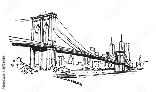 New York, USA. Brooklyn bridge, Travel sketch	
be Illustrator Artwork